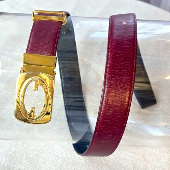 Gucci Vintage Reversible Leather Belt With Gold Tone Buckle‎ main image 6